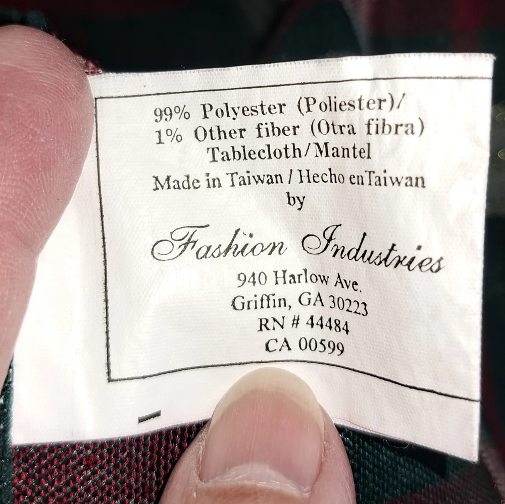 Vtg Christmas Holiday Plaid TableCloth Multicolor 60X52 Made in Taiwan